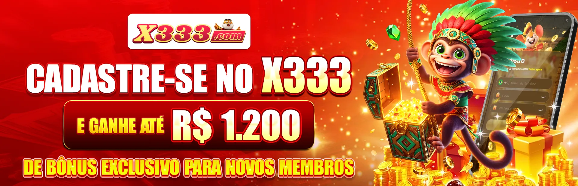 Cadastre-se no x333 e ganhe até R$ 1.200 de bônus exclusivo para novos membros