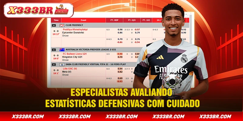 Especialistas avaliando estatísticas defensivas com cuidado